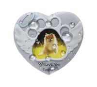 Pierre commémorative pour animaux domestiques - Marqueur commémoratif pour chiens en résine 14,5 x 1,6 x 13 cm, pierre tombale en forme de cœur avec cadre photo | perte de sacrifice, pelouse, jardin