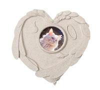 Pierre Commémorative pour Animaux - Stèle Funéraire pour Chien | Cœur Commémoratif avec Cadre Photo, Marqueur De Cimetière pour Deuil Et Soutien Après Perte d'animal De Compagnie