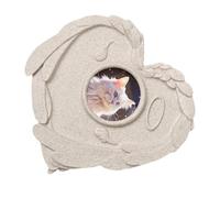Pierre commémorative pour chiens décédés, marqueur funéraire individuel pour chiens - Pierre de cimetière en forme de cœur avec cadre photo - Souvenir de compassion - Décoration de jardin