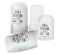 Pierre d'Alun Lola Nature - 3 sticks Déodorant de 60gr - 100% naturel - Sans paraben ni chlorhydrate d'aluminium/Efficace contre les coupures du rasage