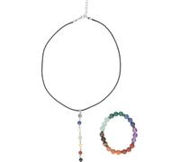 Pierre de cristal Collier Bracelet Set Hommes Femmes Nature Bijoux Cordon extensible