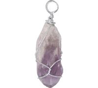 Pierre de cristal Collier Pendentif Fil de fer enroulé Point naturel Bijoux de pierres précieuses pour le yoga violet