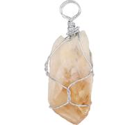 Pierre de cristal Collier Pendentif Fil de fer enroulé Point naturel Bijoux en pierres précieuses pour le yoga Jaune