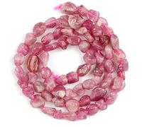 Pierre de cristal naturelle, Perles de quartz fluorite irrégulières naturelles de 4 à 8 mm for la fabrication de bijoux, bracelets et colliers, 38 cm(Red tourmaline)