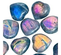 Pierre de cœur en Cristal Naturel sculpté à la Main, Labradorite Violette, cœur 40mm-50mm, 1 pièce, Vente en Gros