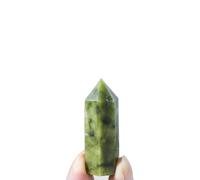 Pierre de jade Xiu naturelle à pointe unique - Prisme hexagonal - Pierre de quartz naturel - Tour de baguette - Décoration d'intérieur - Cadeaux - Ornement en cristal - 4 à 5 cm de haut - 1 pièce