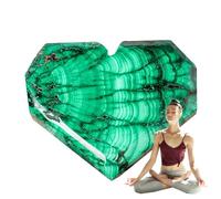 Pierre de malachite, cristaux de malachite,Tranches brillantes de pierre brute naturelle en forme de coeur - art en malachite vert pour la décoration de la maison, tranche irrégulière de malachite