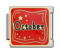 Pierre de naissance de janvier à décembre - Date anniversaire - Mois chinois 9 mm - Breloque italienne compatible avec bracelet Nomination, October Starry Sky Star, Métal, Pas de gemme