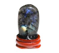 Pierre de palme naturelle, labradorite naturelle | Pierre de palmier en labradorite naturelle Worry Stone, pierre de yoga pour soulager le stress, avec base pour adultes
