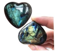 Pierre de palmier en forme de coeur naturel 2 pièces pierre palmier labradorite coeur poche poli pour la décoration table à la maison pierres d'inquiétude, inquiétude, pierres, roc décoratif