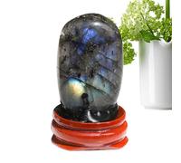 Pierre de palmier en naturel, décor en de labradorite naturelle | Pierre de palme naturelle Labradorite Pierre de - Pierre de yoga anti-stress en de avec base pour femmes et hommes