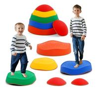 Pierre d'équilibre Enfant, 6 Pierres d'équilibre Antidérapantes, Parcours Motricité Enfant, Dalle Sensorielle Motricité Intérieur & Extérieur, Favorise l'équilibre et la Motricité chez les Enfants