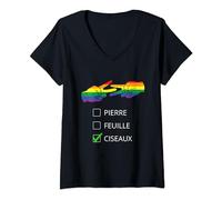 Pierre Feuille Ciseau Lesbienne LGBT Humour Cadeau Gay Pride T-Shirt avec Col en V
