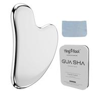 Pierre Gua Sha en acier inoxydable Gua Sha pour façonner la mâchoire et réduire le gonflement, cadeau de soins de la peau (argenté)