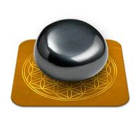 Pierre Hématite Naturelle Polie 2-3 cm Qualité Premium | Ancrage Détermination Force intérieure | Fleur de Vie incluse | Guide Pratique & Méditation Offertss | Cadeau Zen Bien-être | 1 unité