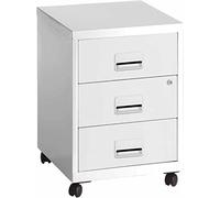 - Caisson de rangement 3 tiroirs en acier sur roulettes blanc mat