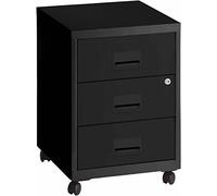 - Caisson de rangement 3 tiroirs en acier sur roulettes noir mat