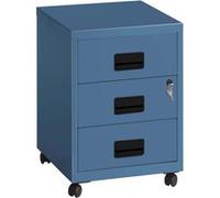 - Caisson de rangement 3 tiroirs en acier sur roulettes bleu