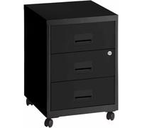 Pierre Henry Caisson de rangement 3 tiroirs en acier sur roulettes Noir mat