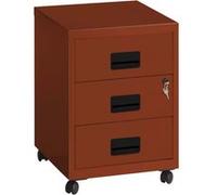 Pierre Henry - Caisson de rangement 3 tiroirs en acier sur roulettes terracotta Terracotta