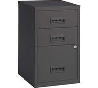 Colonne De Rangement Basse En Acier 3 Tiroirs Anthracite Gris