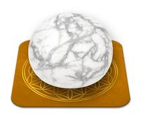 Pierre Howlite Blanche Naturelle Polie 3-4 cm Qualité Premium | Sérénité, Patience et Sagesse intérieure | Fleur de Vie incluse | Guide Pratique & Méditation Offertss | Cadeau Zen Bien-être | 1 unité