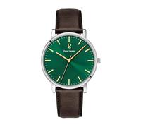 Pierre Lannier Montre Homme Essential Cadran Vert Bracelet Cuir Brun