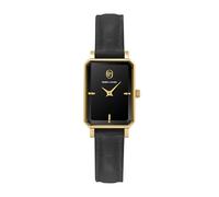 Montre Femme ARIANE Doré Cadran Noir Bracelet Cuir Noir 12 MM