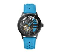 Pierre Lannier Montre Femme PADDOCK Noir Cadran noir Bracelet cuir bleu 20 mm