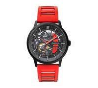 Montre Homme PADDOCK Noir Cadran Noir Bracelet Caoutchouc Rouge 22 MM