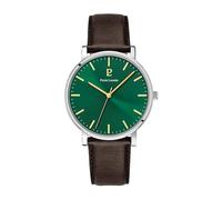 Pierre Lannier Montre Homme Essential Cadran Vert Bracelet Cuir Brun