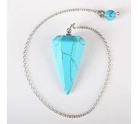 Pierre Lapis lazuli Opale Rose Rose Quartz Pierre Cône Chaîne Radiesthésie Chakra Pendule Avec Chaîne 1 PCS-Turquoise