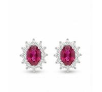 Pierre Lorren Boucles d'oreilles à vis en or blanc 18 carats avec ru t diamants naturels 2 carats pour anniversaire de mariage 45 ans