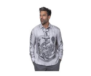 Pierre-Louis Mascia - Chemise Grise à Motifs Manches Longues en Satin - Homme - Chemises - Multicolore - Taille: XS