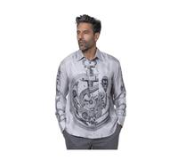 Pierre-Louis Mascia, Homme, Chemises, Multicolore, Taille: XS Chemise Grise à Motifs Manches Longues en Satin
