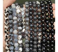 Pierre naturelle Agates noires hématite oeil de chat Labradorite cristal perles d'espacement pour la fabrication de bijoux couture Bracelets à faire soi-même 4-12mm Lava Hematite