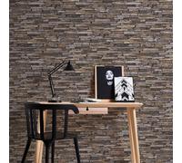 Papier Peint Aspect Pierre 3D Maison de Campagne Nature 10,05 M X 0,53 Salon