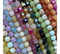 Pierre naturelle carrée à facettes Morganite Quartz calcédoine Turquoises Cube perles d'espacement pour la fabrication de bijoux Bracelet à bricoler soi-même collier Orange stripe