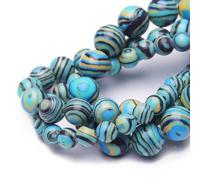 Pierre naturelle de 8 mm pour la fabrication de bijoux, malachite bleue polie et ronde pour bracelet et collier de 38,1 cm