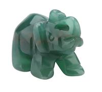 Pierre Naturelle Éléphant Figurine Jade Sculpté Chanceux Éléphant Artware Maison Décoration Ameublement Article 1.5 Pouce(Vert Fort)