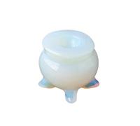 Pierre naturelle encensoir de poche en obsidienne noire avec opale sculptée style chinois