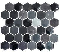 Pierre Naturelle Mosaïque Hexagonal Noir Anthracite Mur Wc Bain WB11D-33 1Matte