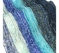 Pierre naturelle saphir à facettes petites perles de taille 2 3 4 mm aigue-marine bleue Lapis Lazuli perle d'espacement en vrac pour la fabrication de bijoux bricolage Kyanite bleue