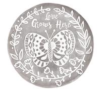 Pierre Plate Ronde / Plaque - Papillon - Jardin / Pelouse - L'Amour Pousse Ici