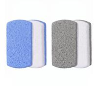 Pierre Ponce Pied 4 Pièces Verre Mousse Double Face Soin Des Callosités | Outil Exfoliant Corps Mécanique, Dimensions 10x5x2cm, Tons Blanc Bleu et Blanc Gris, Aide Enlever Couches Cornées des Talons