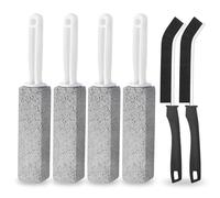 Pierre Ponce WC, 4 Pièces de Pierres Ponce et 2 Brosses à Joints, Pierre de Nettoyage avec Poignées Abrasive Crepiere pour Salle de Bain, Toilettes, Cuisines, Piscines