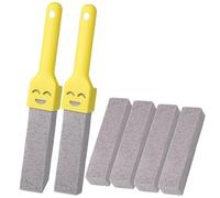 Pierre Ponce WC,6 PCS Nettoyants de Toilettes en Pierre Ponce avec 2 Poignées,Pierre Ponce Remplaçable,Brosse de Nettoyage en Pierre Ponce pour Dissolvant de Cuvette de Toilette Taches de Brosse
