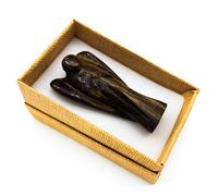 Pierre précieuse ange gardien œil de tigre - 5 cm - Porte-bonheur - Pierre de guérison - Dans boîte à bijoux - Protection énergétique et bonheur