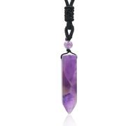 Pierre Precieuse Collier Serrage Homme Collier Pendentif d'améthyste | Cristal de Guérison Cristaux Naturels Collier Pendentif Hexagonal pour Hommes Convient Aux Femmes
