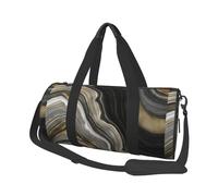 Pierre précieuse d'agate Noire et dorée Moderne, Sac de Voyage de Grande capacité, Sac à Main Rond, Sac de Voyage de Sport, fourre-Tout, Sac de Fitness